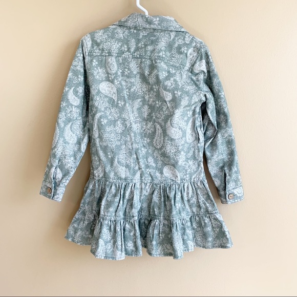 Sage green girls long sleeve dress print paisley floral print size 5 RELISTED - Picture 3 of 8